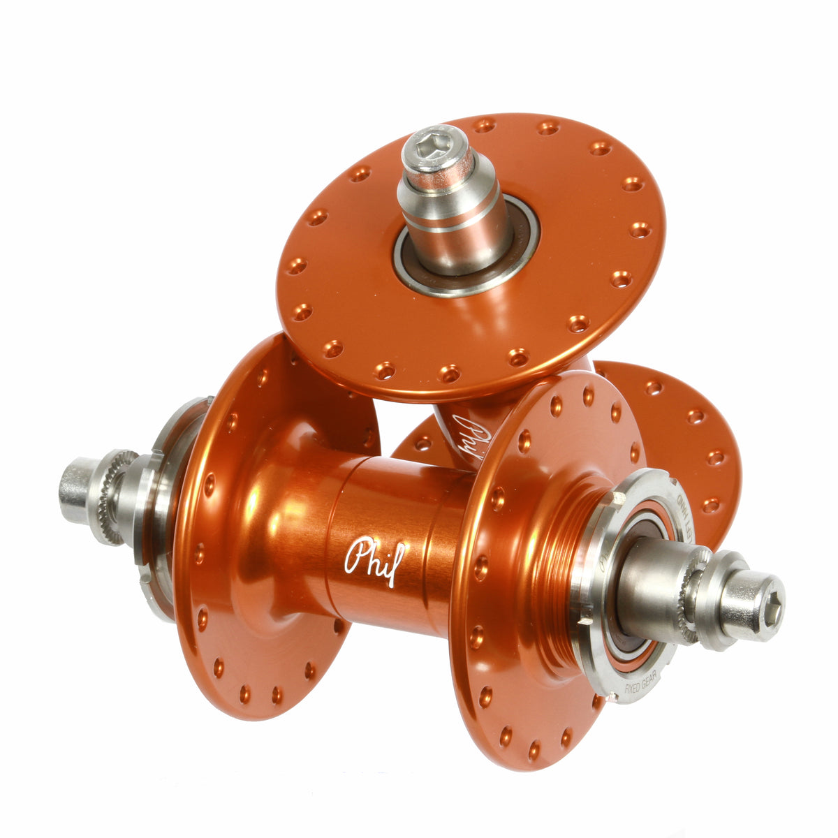 Phil Wood low flange track fixed gear hub set - anodized colors 