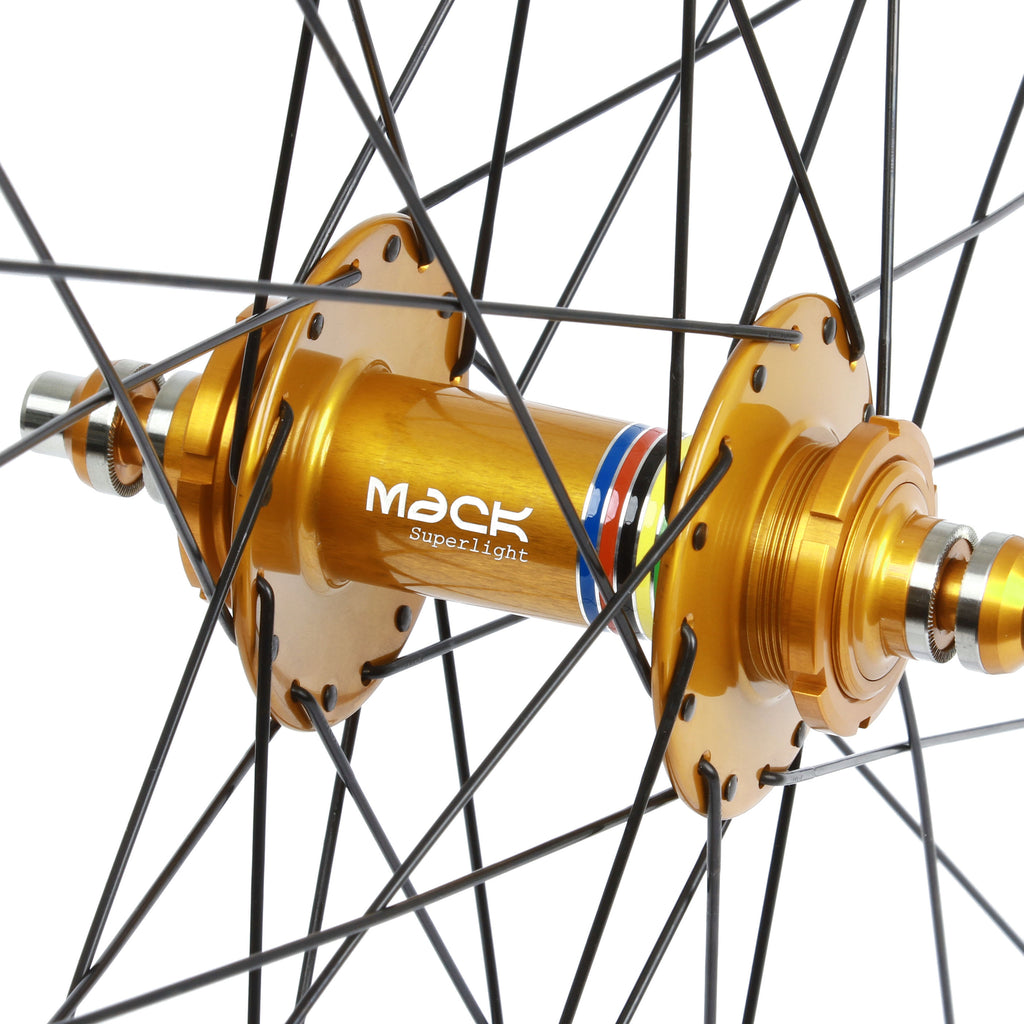 H+Son Hydra/Mack Mack Superlight WCS wheelset - gold hubs - Retrogression Fixed Gear