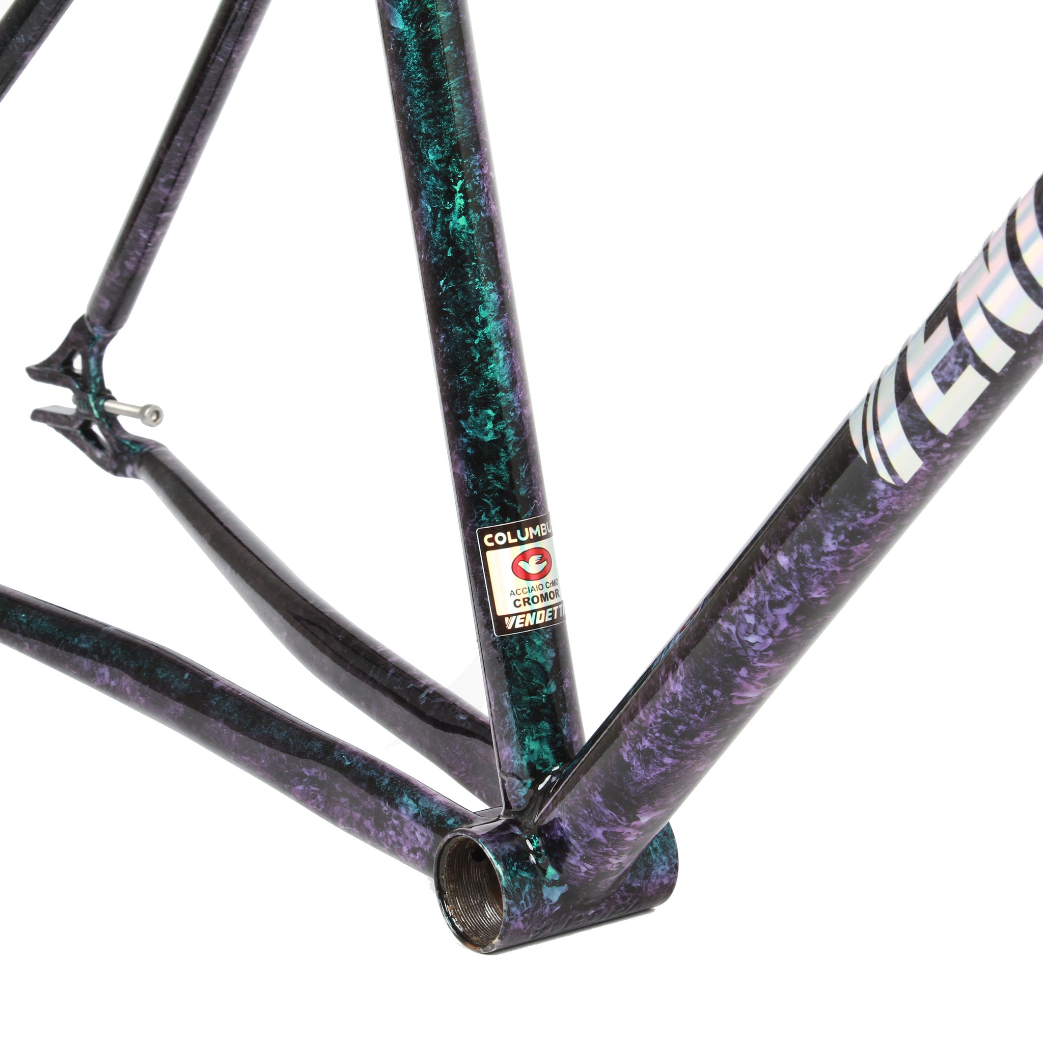 Vendetta Mega Low Pro Triplet frameset - purple/green marble - Retrogression Fixed Gear