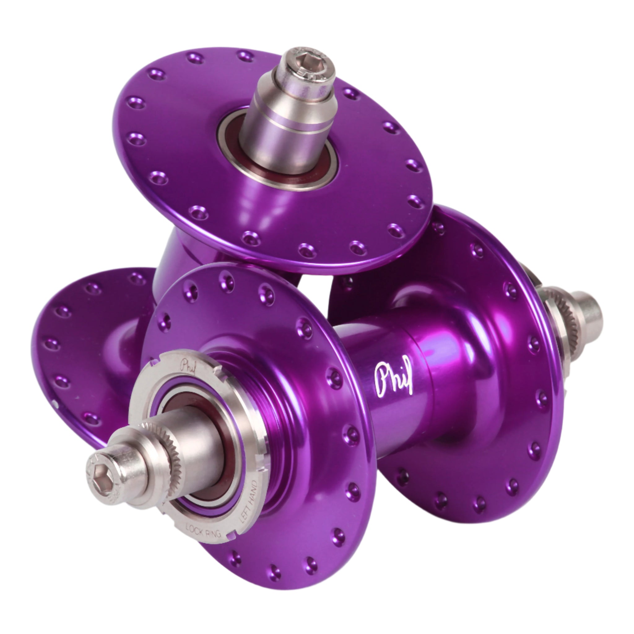 Set Phil Ru Phil Wood low flange track fixed gear hub set - anodized colors