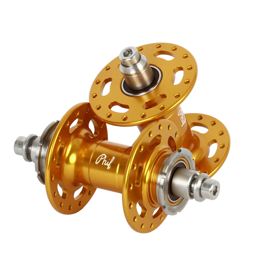 Phil Wood low flange track fixed gear hub set - anodized colors