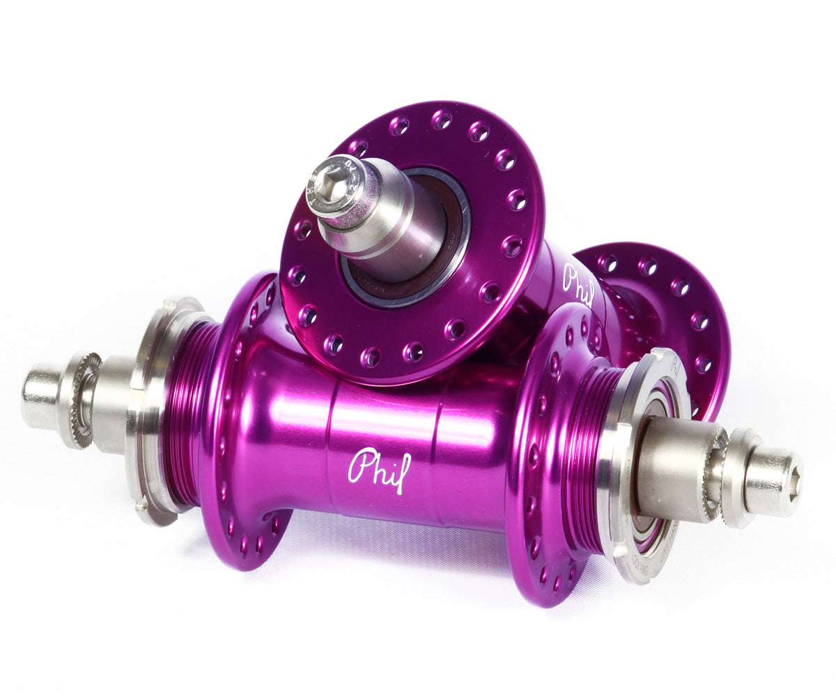 Phil Wood low flange track fixed gear hub set anodized colors Retrogression
