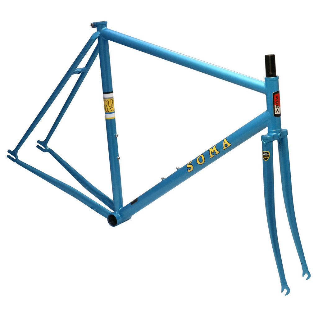 blue fixed gear Soma Rush fixed gear track frameset