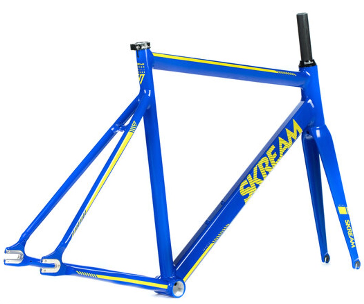 Skream Anodiz frameset - blue/yellow - Retrogression Fixed Gear